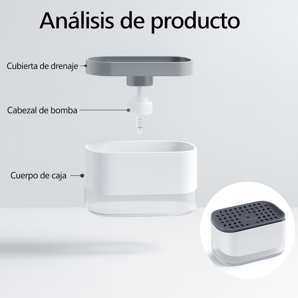 Porta Esponja con Dispensador de Jabón