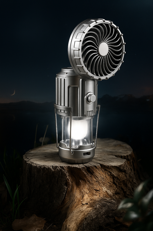Luz de Campamento con Ventilador y Cargador de Celular