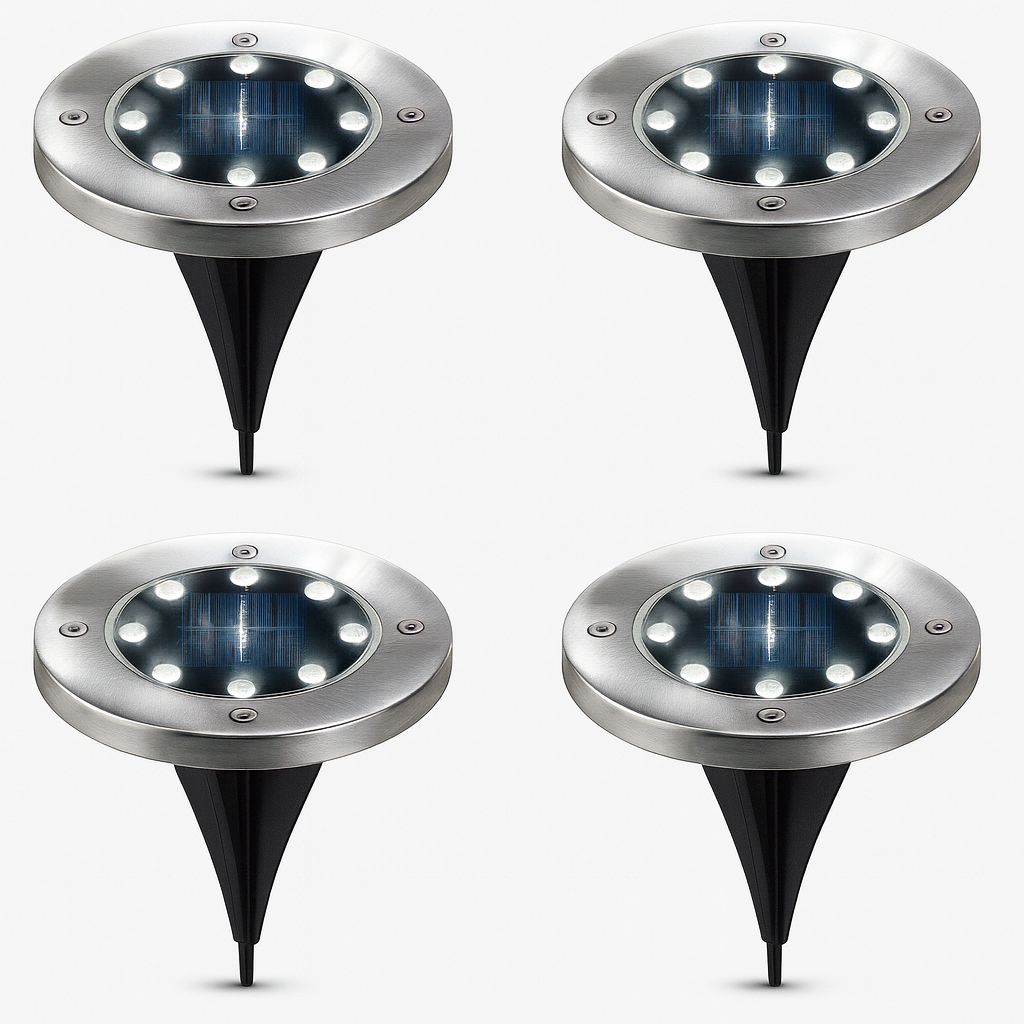 Luces Solares de Jardín x4 – Iluminación Elegante y Ecológica