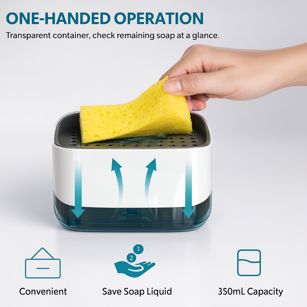 Porta Esponja con Dispensador de Jabón