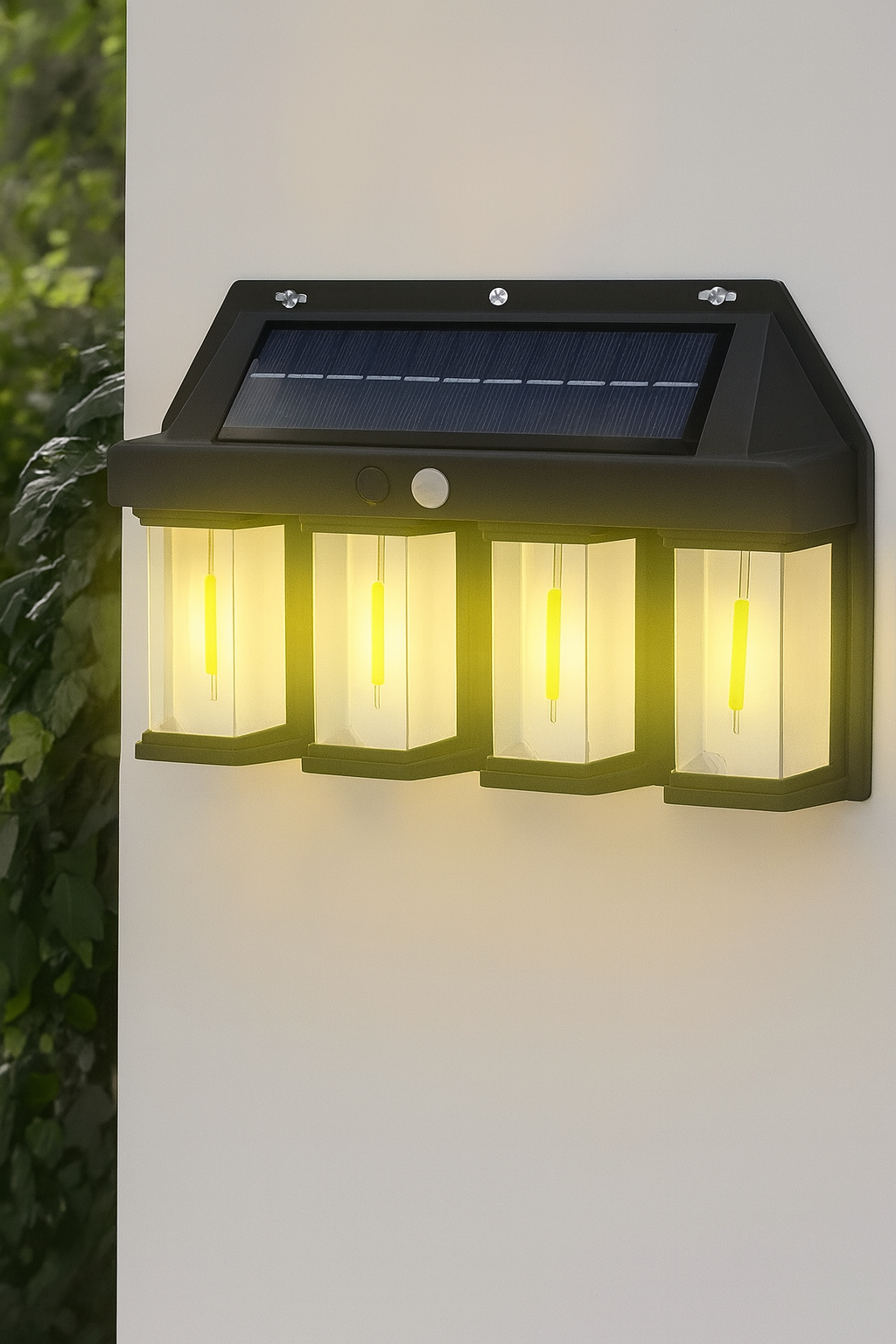 Luz Solar LED Exterior con Sensor – 4 Focos COB